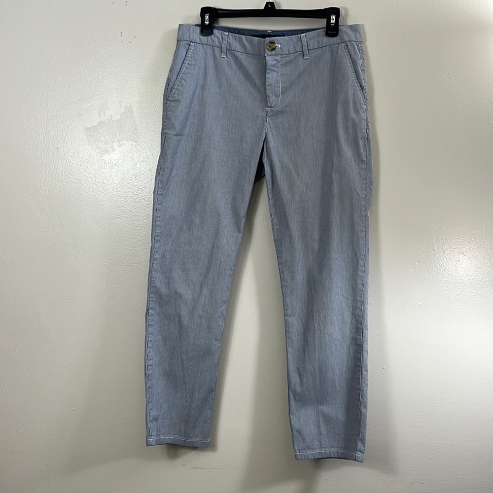 Tommy Hilfiger Blue and White Striped Cropped Pants